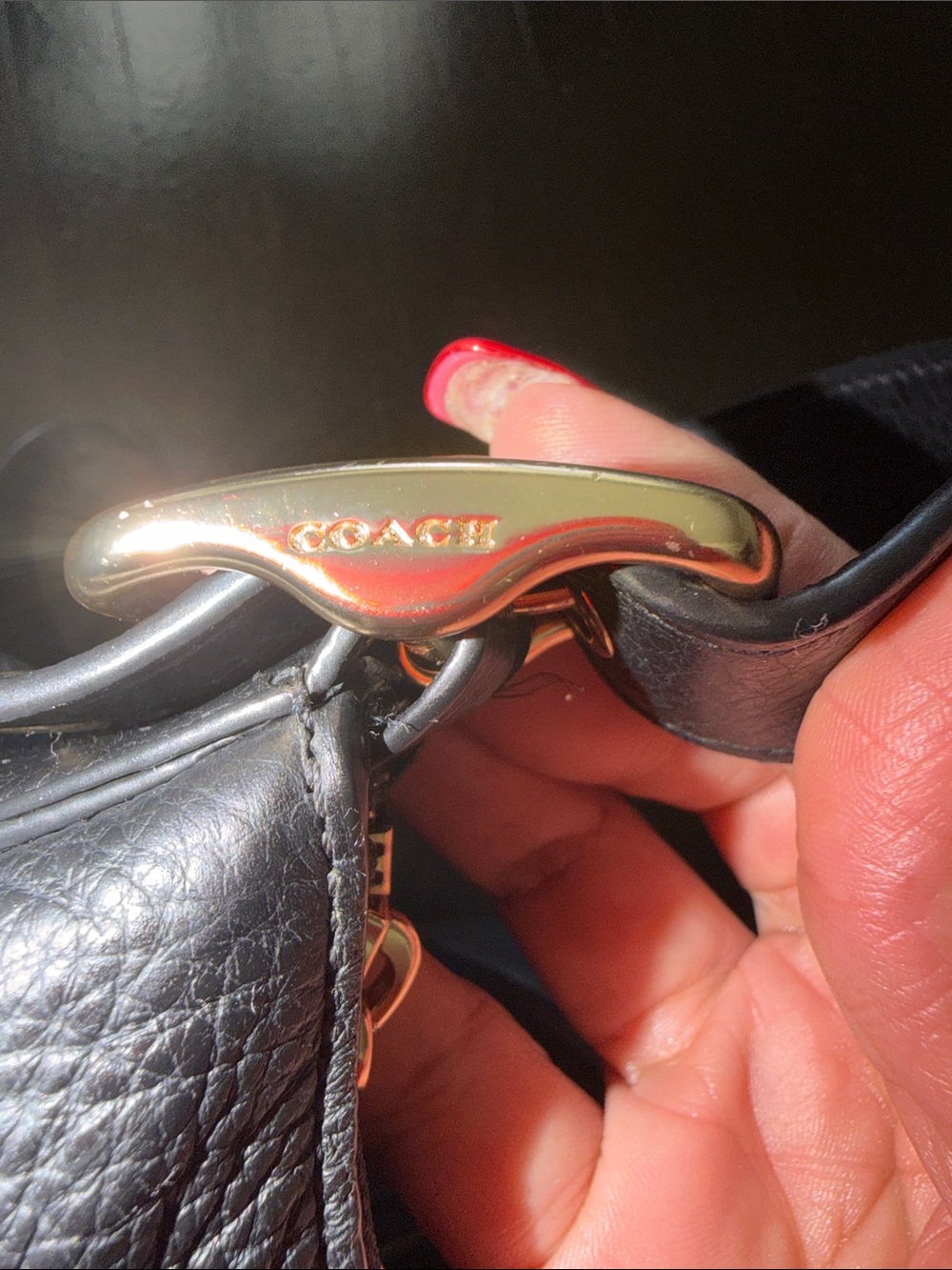 Coach Black Pebbled Leather Shoulder Bag with Gold Hardware - Picture 7 of 7